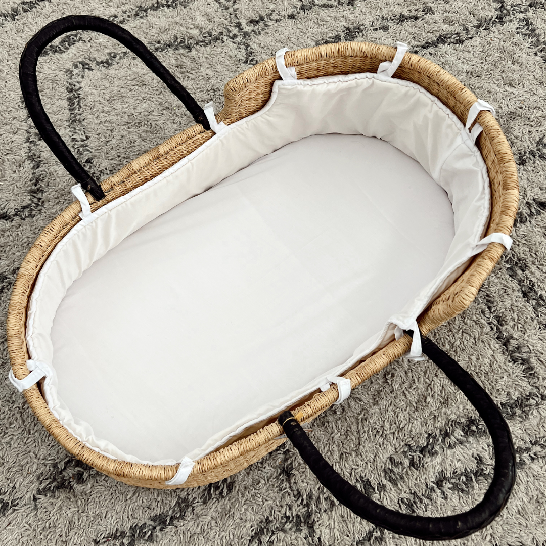 Baby Moses Basket - Black Diamond with Brown Stripes