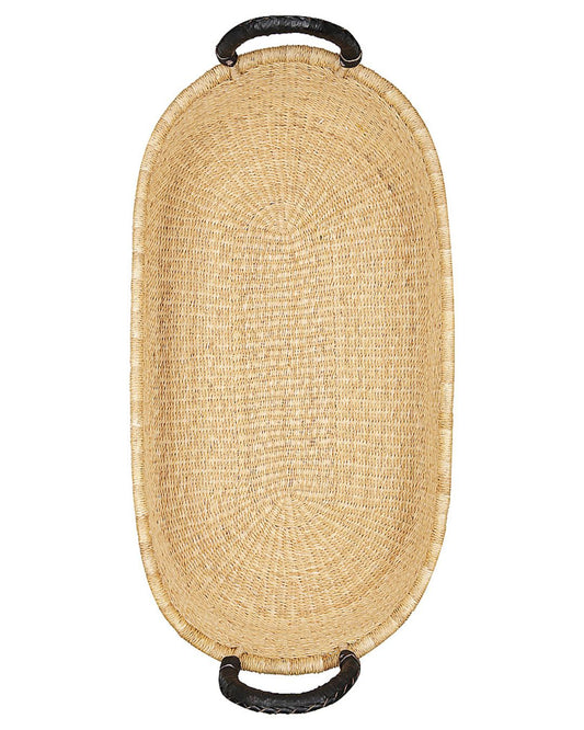 Top view of a natural handwoven baby change basket