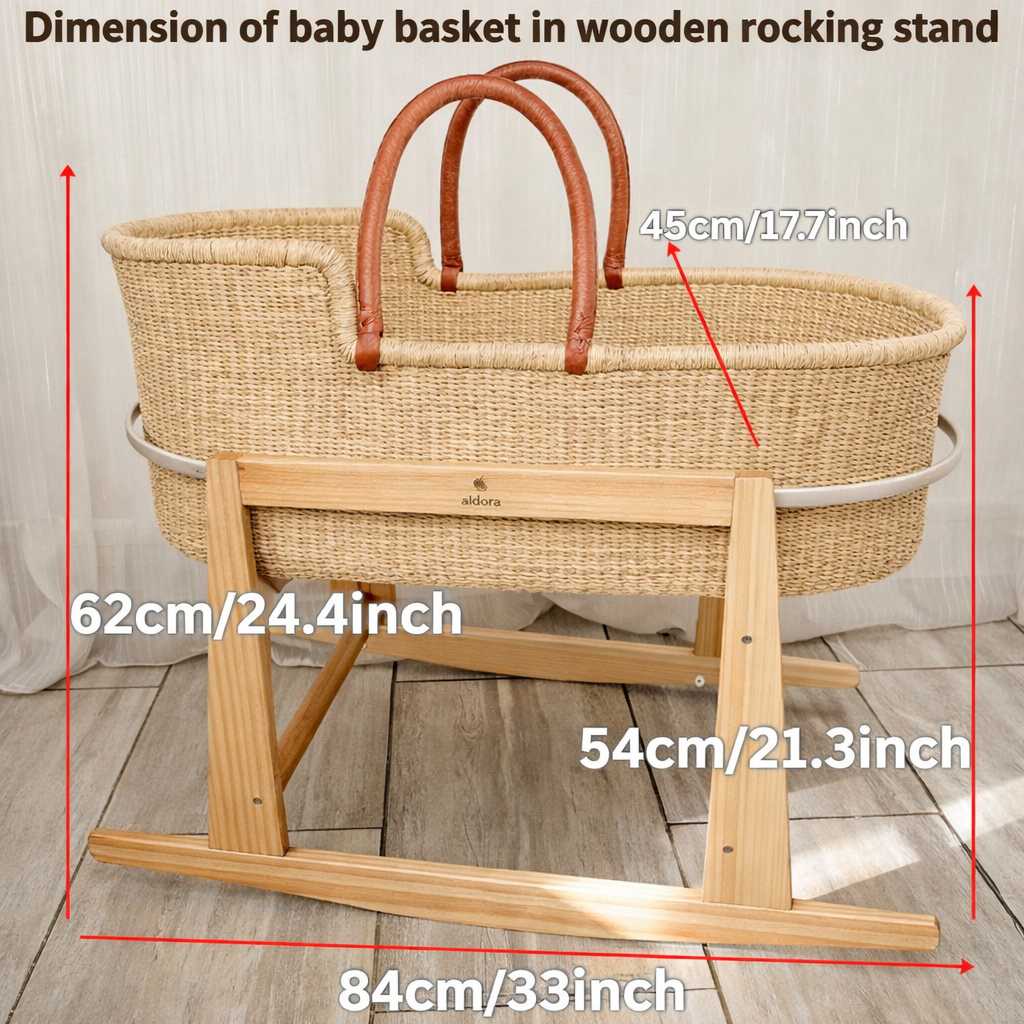 Baby Moses Basket - Natural (Tan Handles)