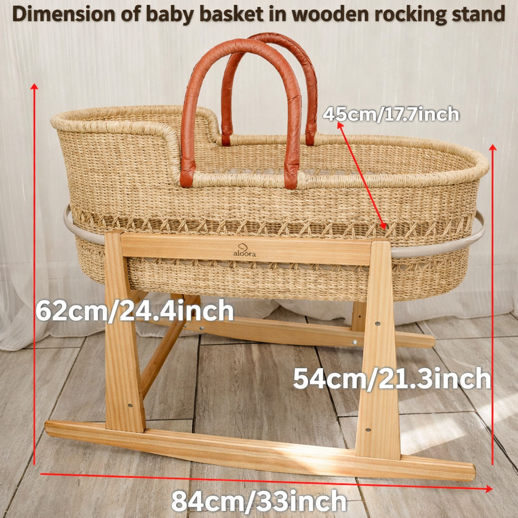 Baby Moses Basket - Natural Net (Tan Handles)