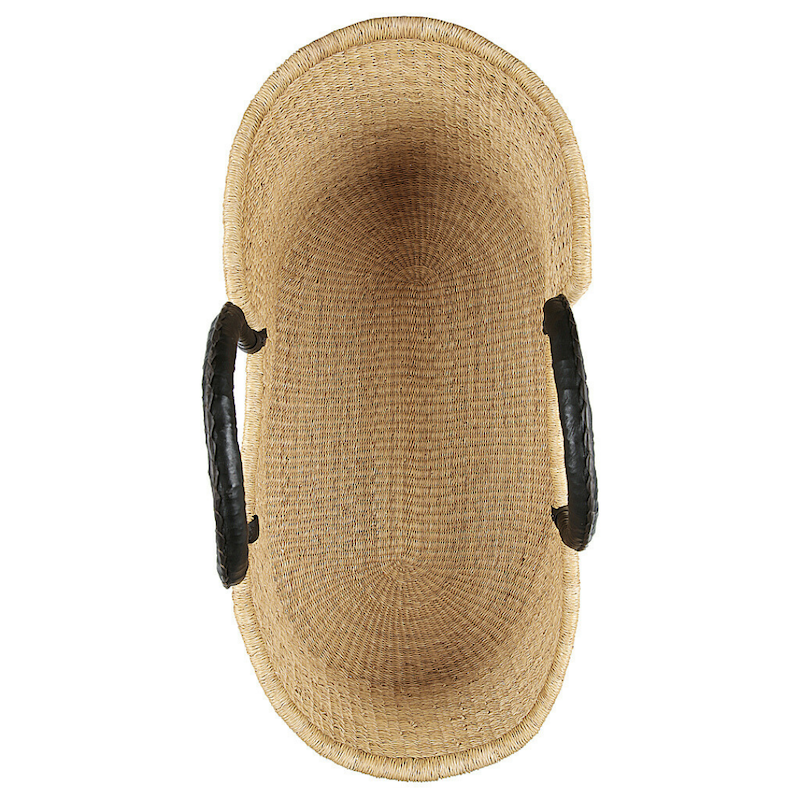 Baby Moses Basket - Natural (Black Handles)