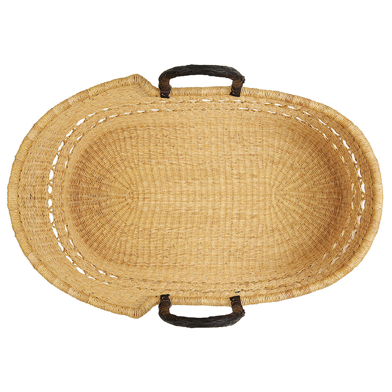 Baby Moses Basket - Natural Net (Black Handles)