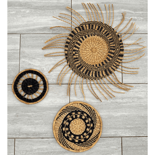 Handwoven Wall Basket Sets - Black