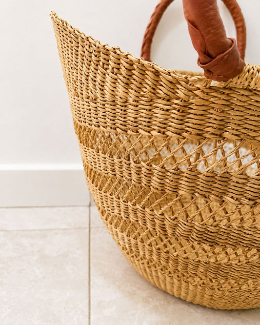 Market Basket - Natural Net with Tan Handles