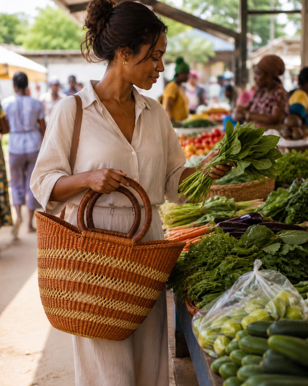 Market Basket - Ochre with Natural Net