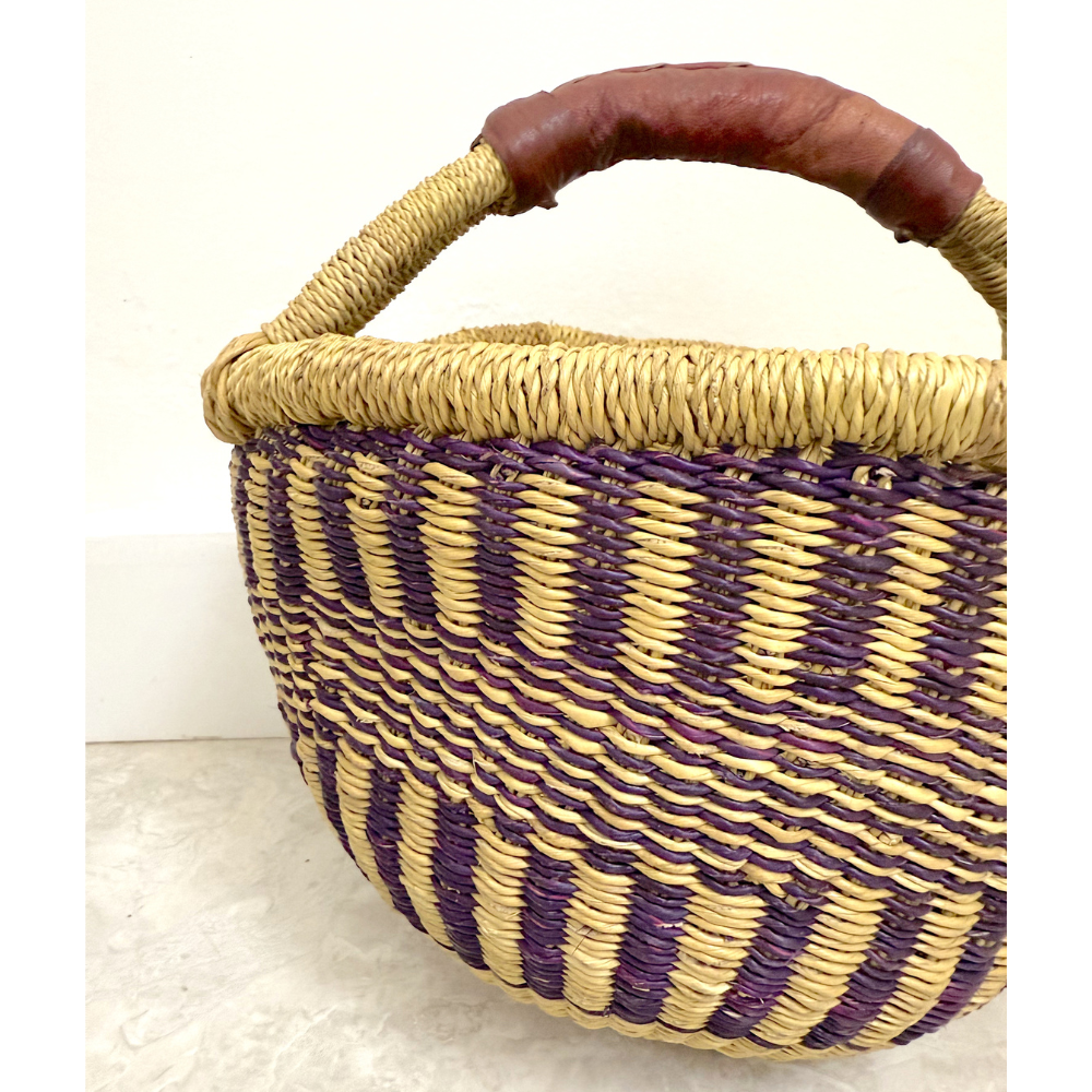 Round Woven Baskets - Small - Black Design 2