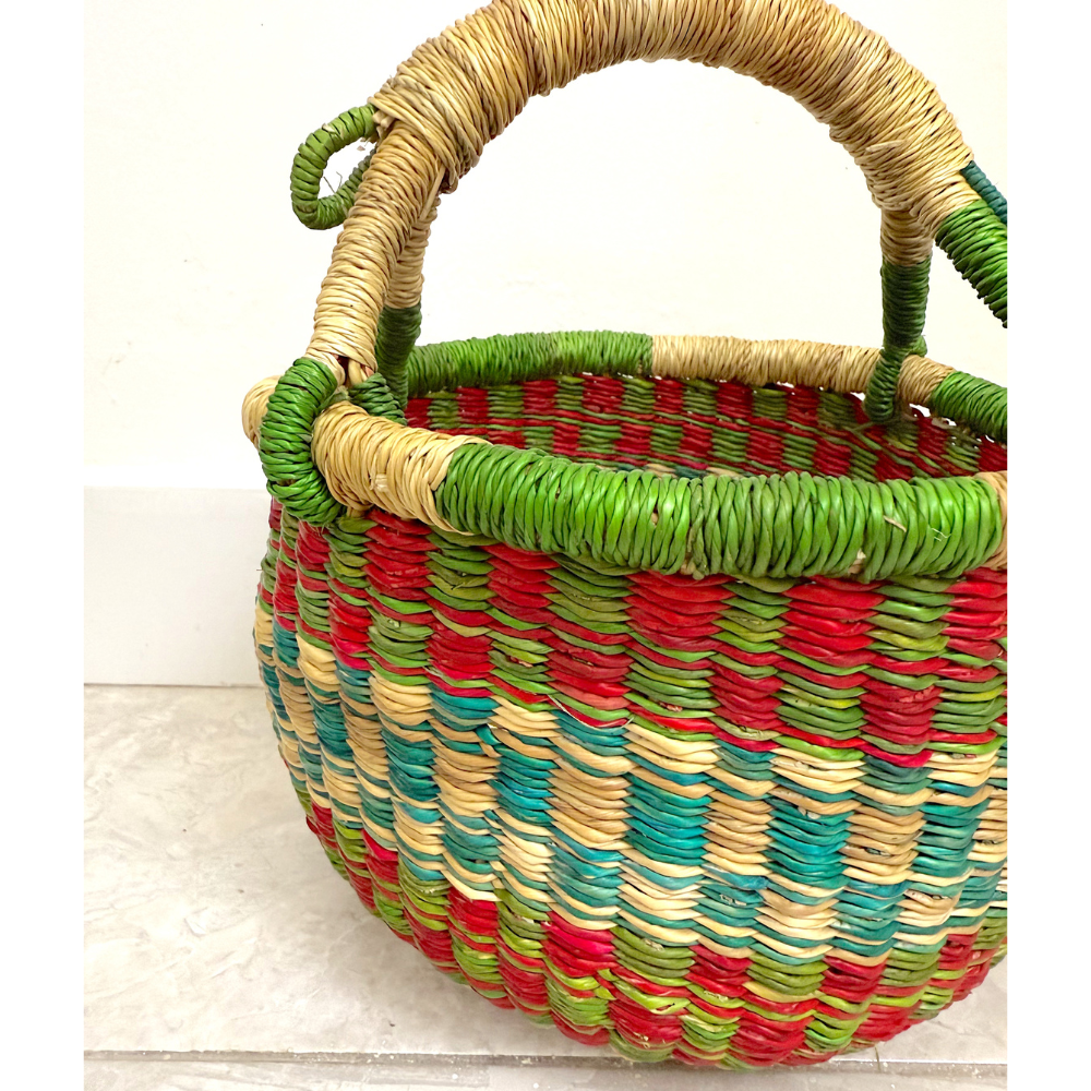 Round Woven Baskets - Small - Coloured Design 3
