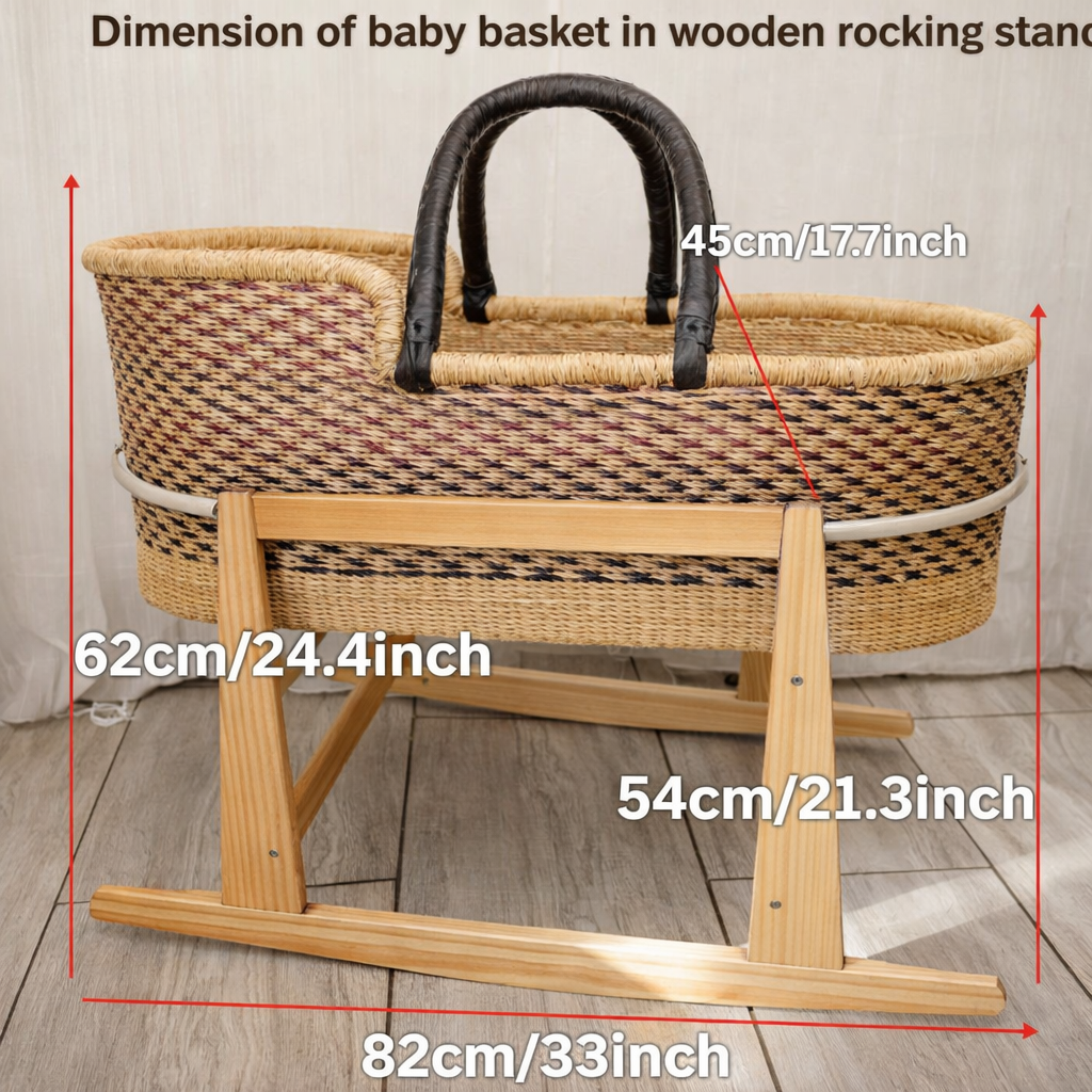 Baby Moses Basket - Black & Brown Spots