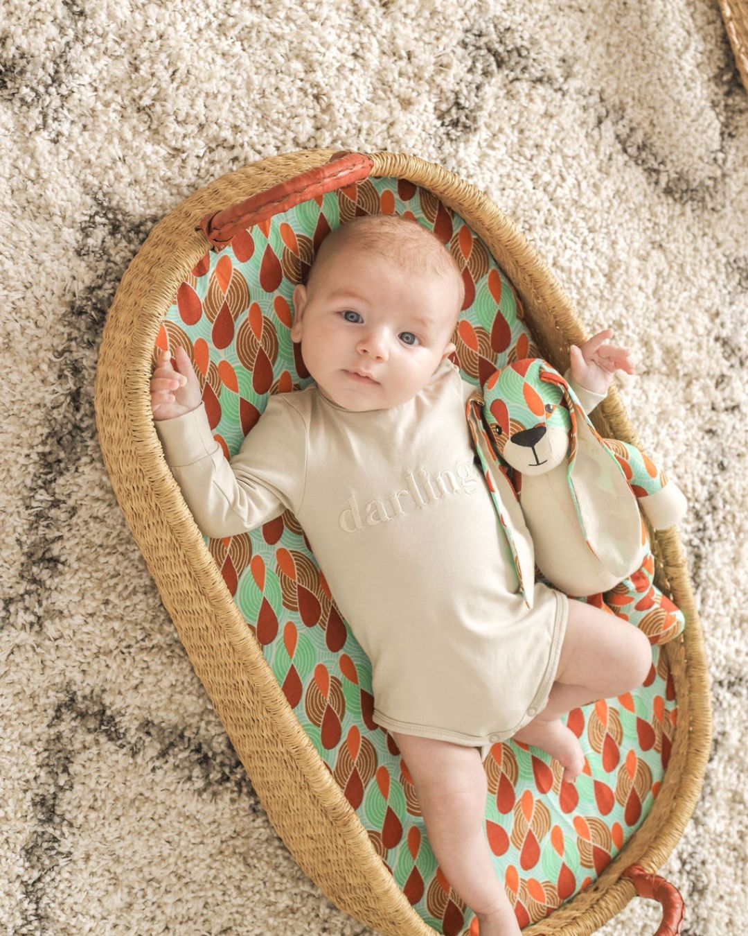 Lightweight baby change basket for diaper changes in the living room