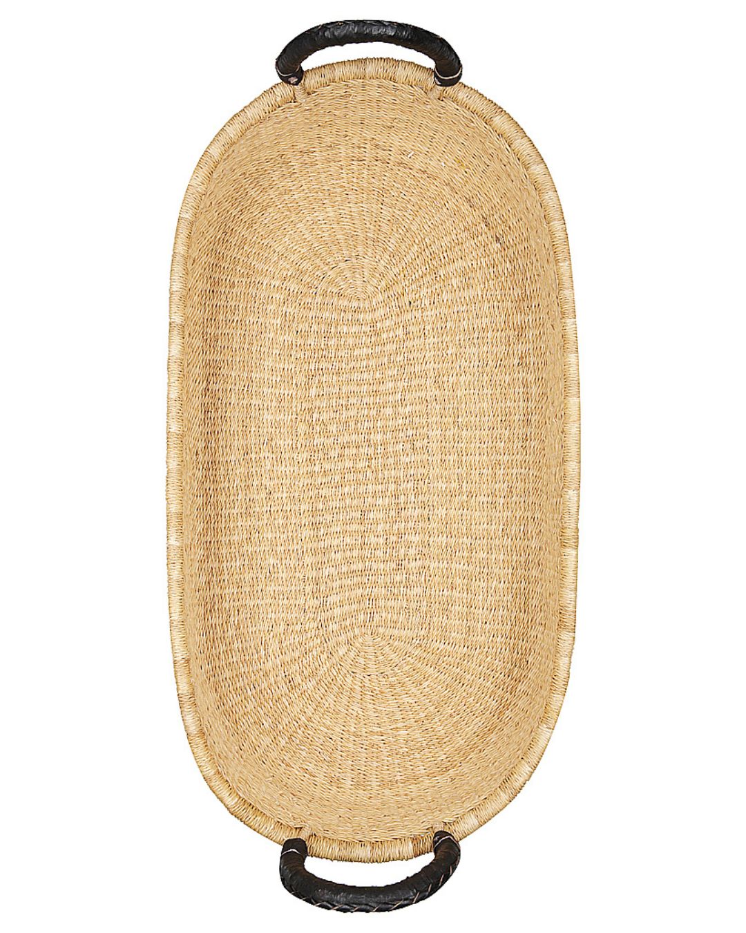 Top view of a natural handwoven baby change basket