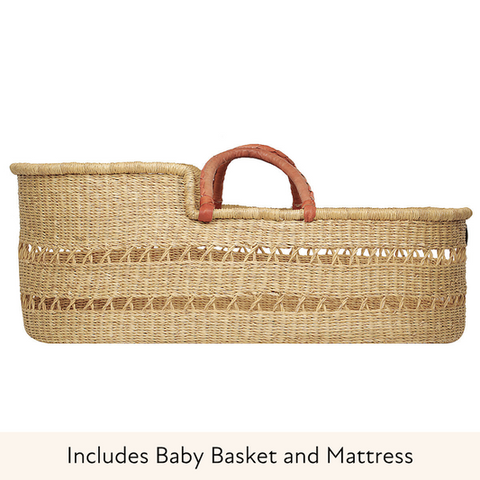 Baby Moses Basket - Natural Net (Tan Handles)