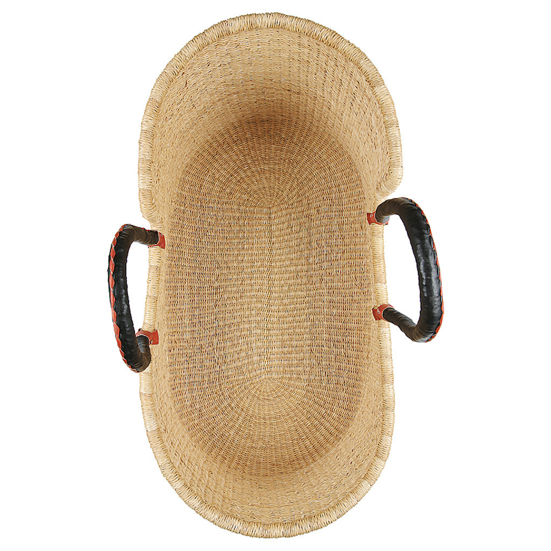 Baby Moses Basket - Natural (Black/Tan Handles)