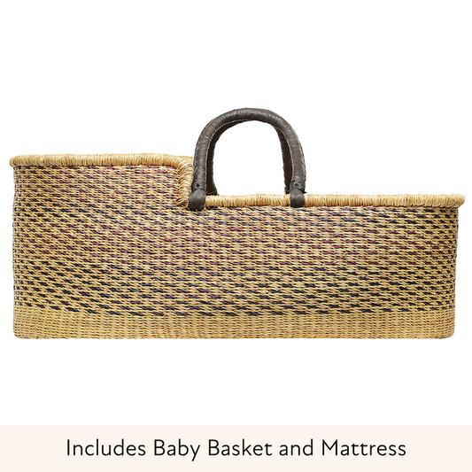 Baby Moses Basket - Black & Brown Spots