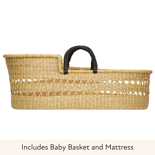 Baby Moses Basket - Natural Net (Black Handles)