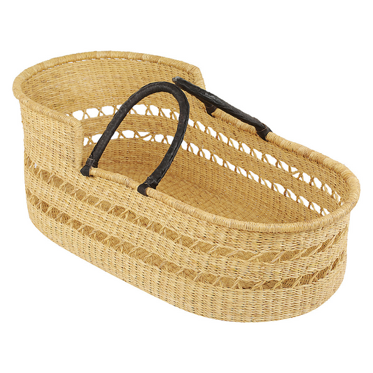 Baby Moses Basket - Natural Net (Black Handles)