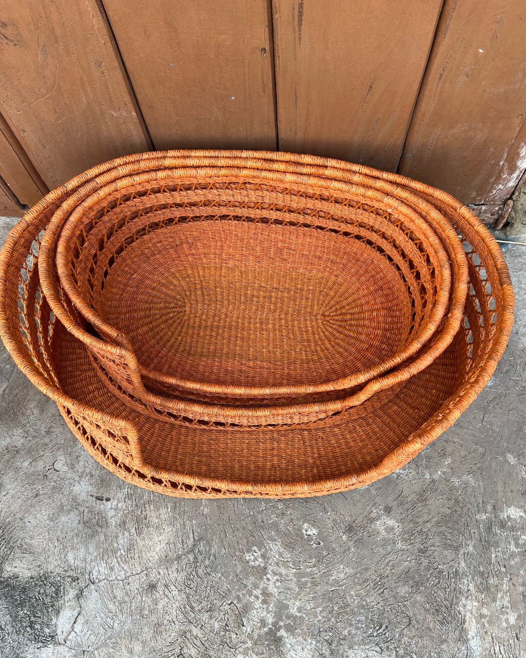 Large woven dog basket handcrafted in Ghana