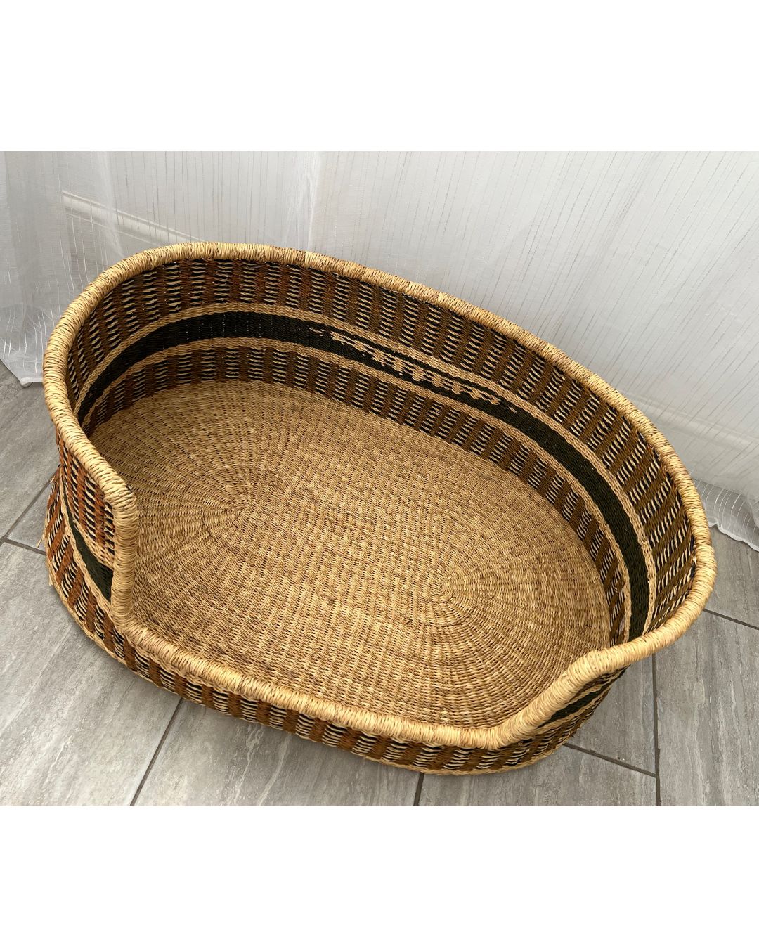 Eco-friendly woven dog bed for modern homes