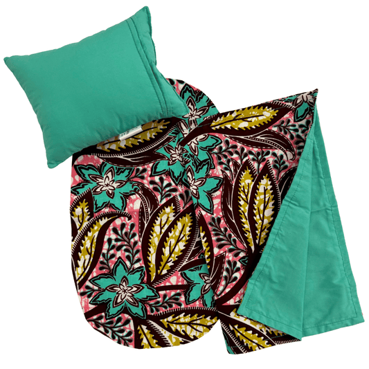 Doll Bedding Set - Teal Flowers