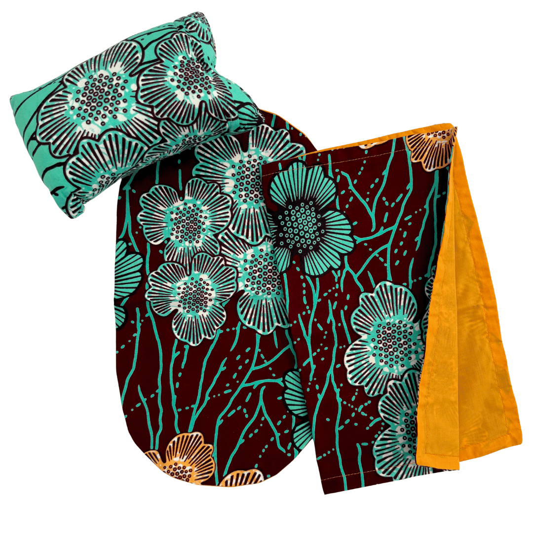 Doll Bedding Set - Aqua Hibiscus