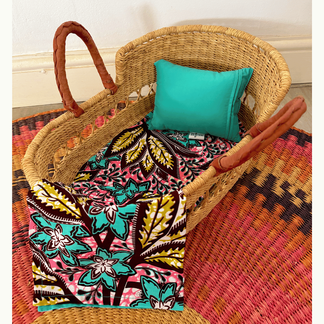 Doll Bedding Set - Teal Flowers