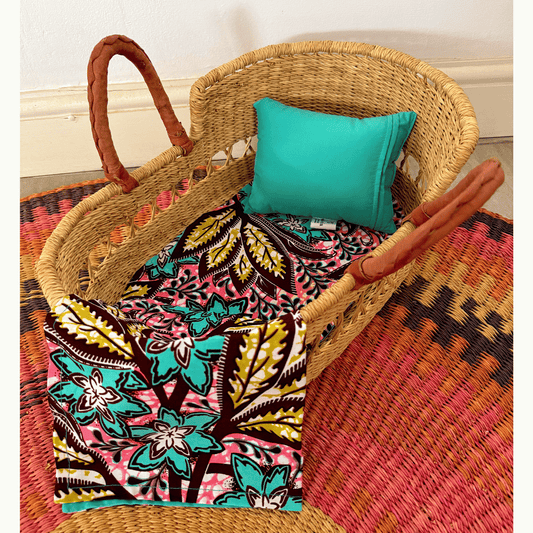 Doll Bedding Set - Teal Flowers