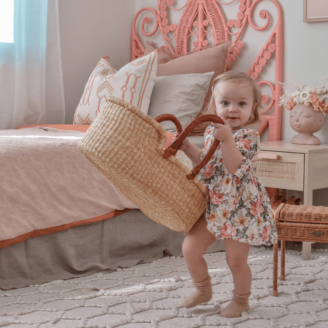 Handwoven Doll Basket - Brown/Black Design