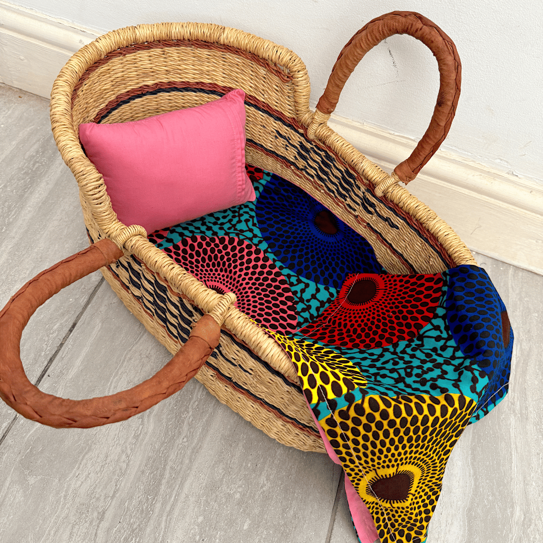 Handwoven Doll Basket - Brown/Black Design