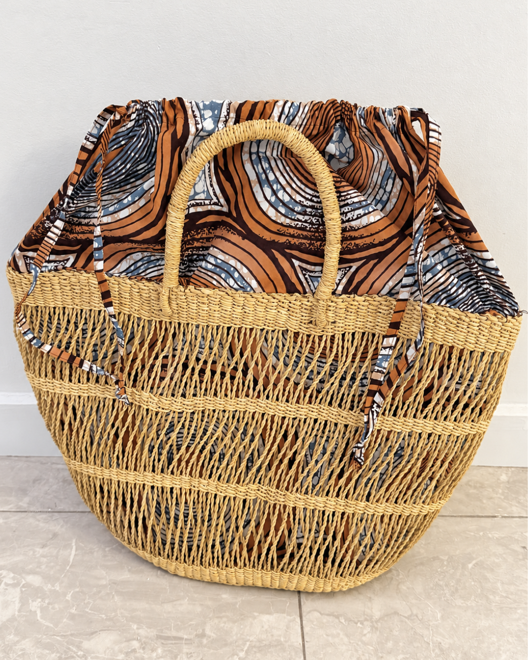 Woven Straw Tote Bag - Net Ripple