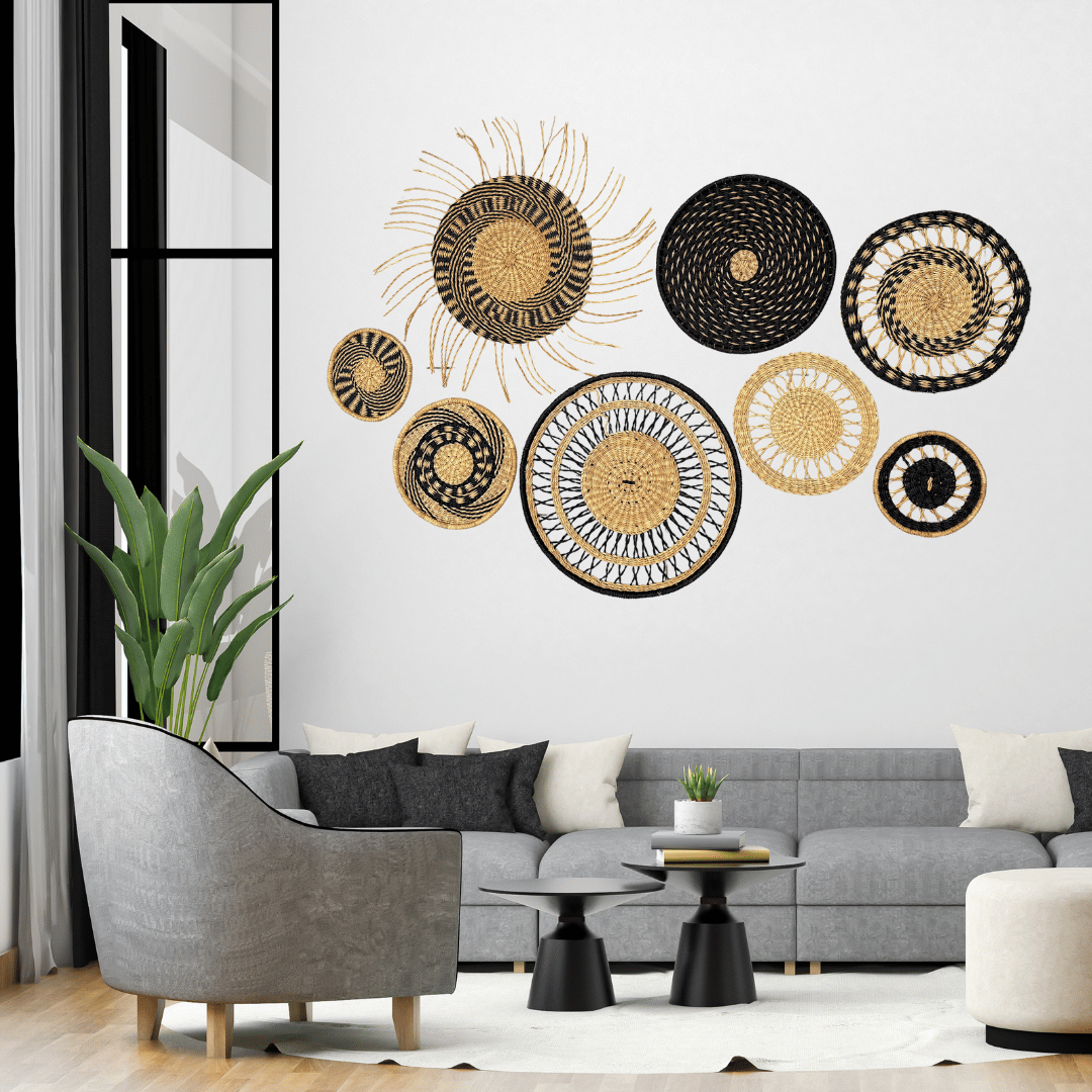 Handwoven Wall Basket Sets - Black