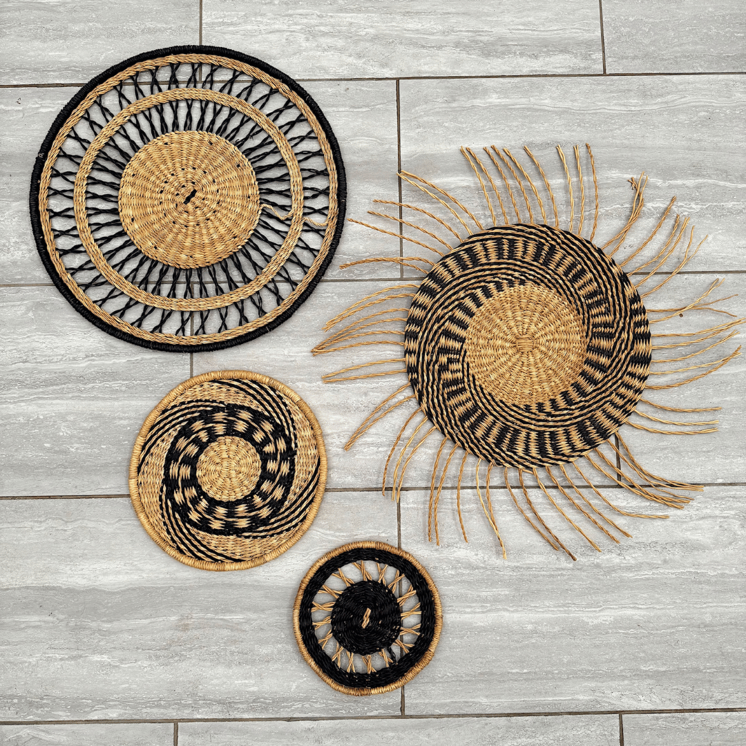 Handwoven Wall Basket Sets - Black