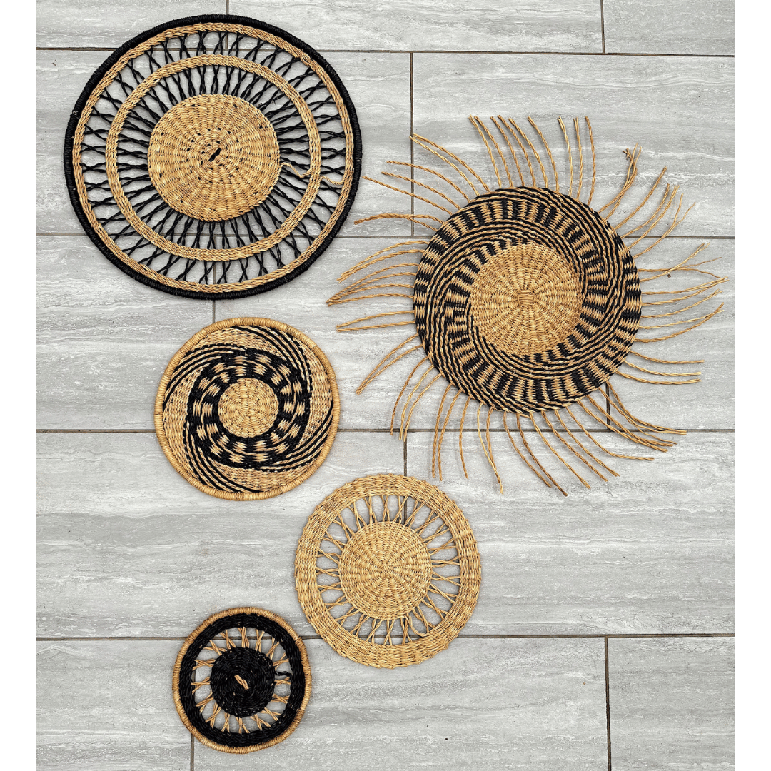 Handwoven Wall Basket Sets - Black