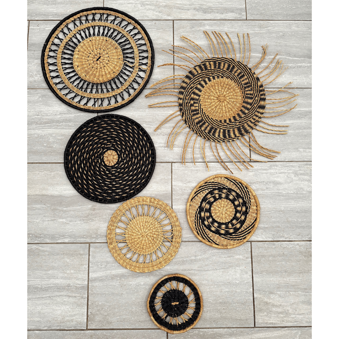 Handwoven Wall Basket Sets - Black