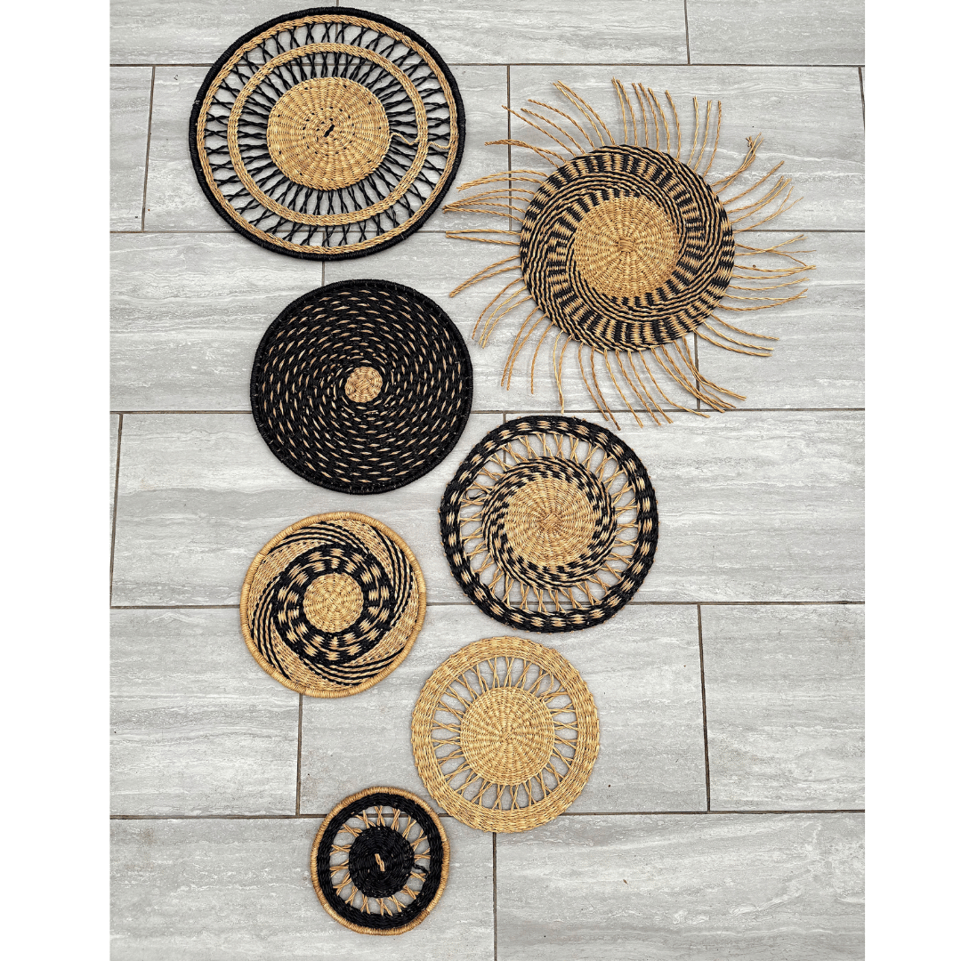 Handwoven Wall Basket Sets - Black