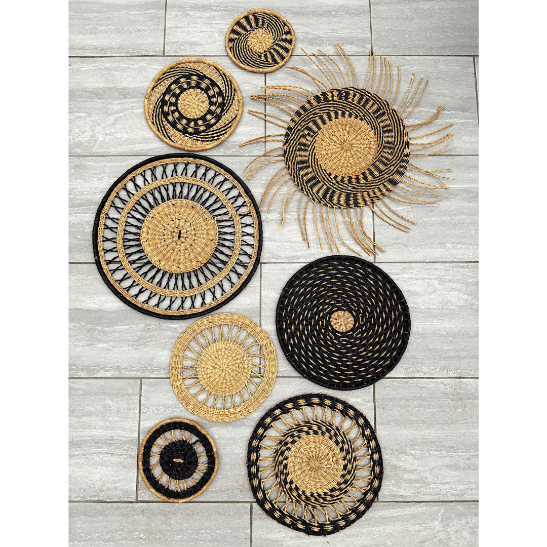 Handwoven Wall Basket Sets - Black