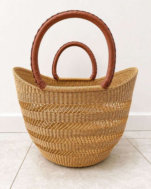 Market Basket - Natural Net with Tan Handles