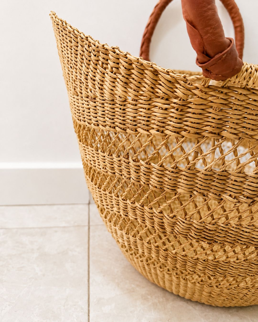 Market Basket - Natural Net with Tan Handles