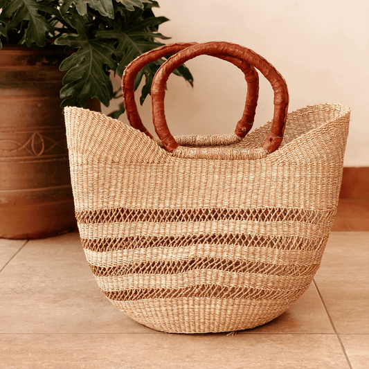 Market Basket - Natural Net with Tan Handles