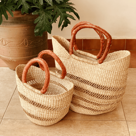 Market Basket - Natural Net with Tan Handles