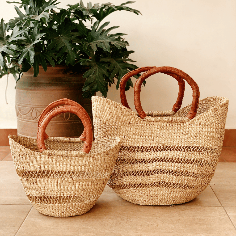 Market Basket - Natural Net with Tan Handles