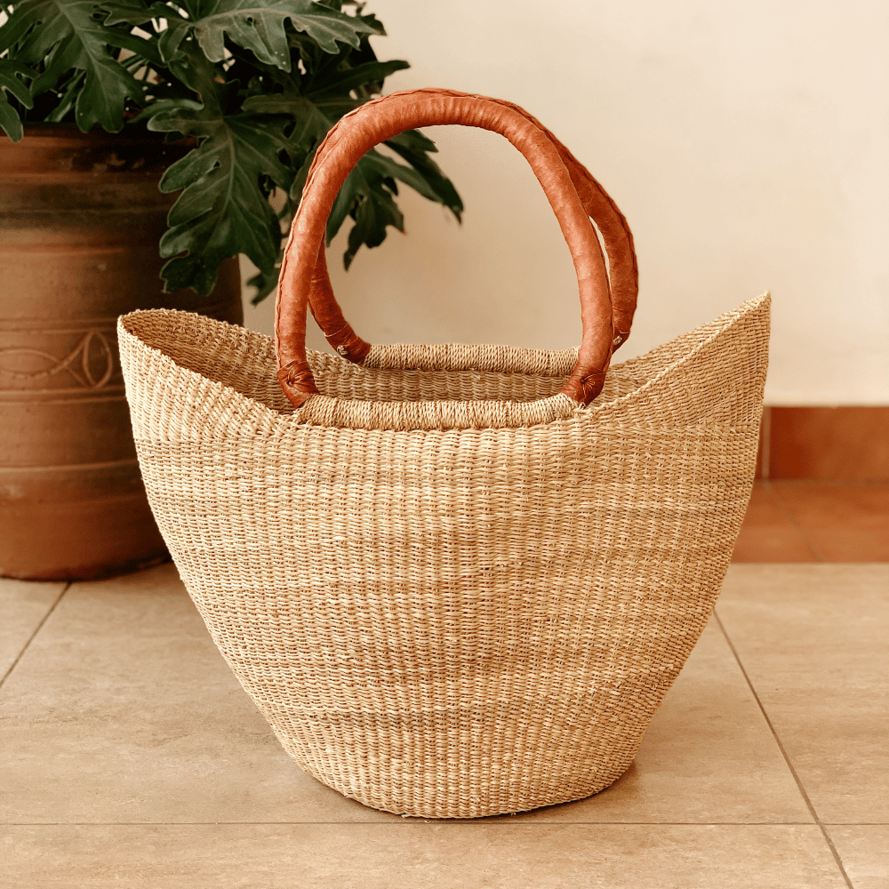 Market Basket - Natural with Tan Handles