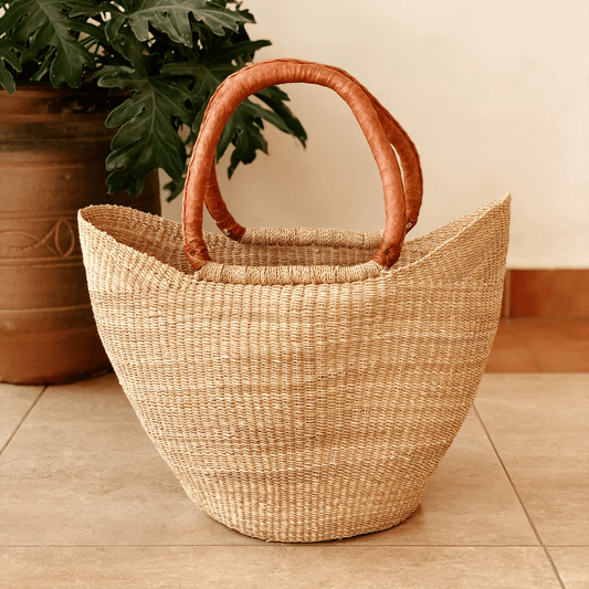 Market Basket - Natural with Tan Handles
