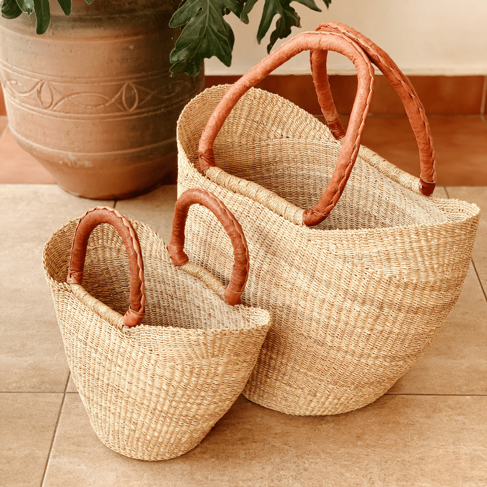Market Basket - Natural with Tan Handles