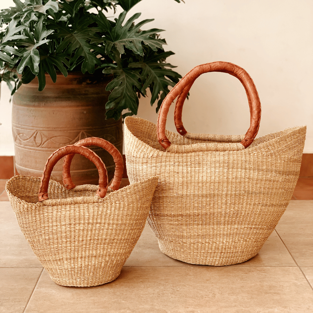 Market Basket - Natural with Tan Handles