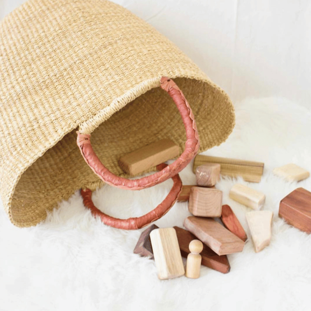 Market Basket - Natural with Tan Handles