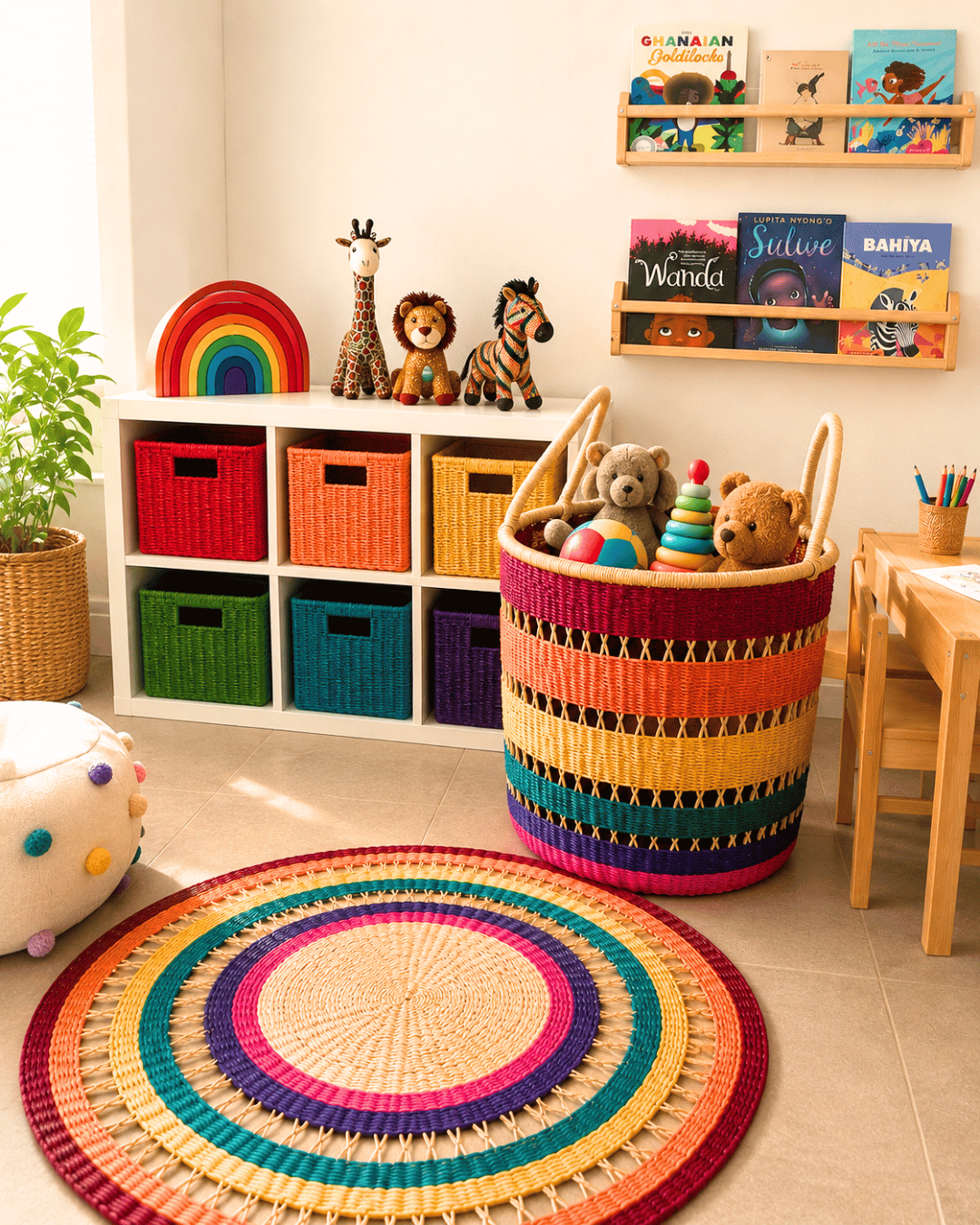 Handwoven Floor Rug - Rainbow Net (Made to Order)