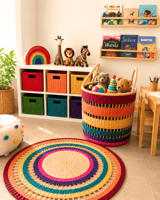 Handwoven Floor Rug - Rainbow Net (Made to Order)