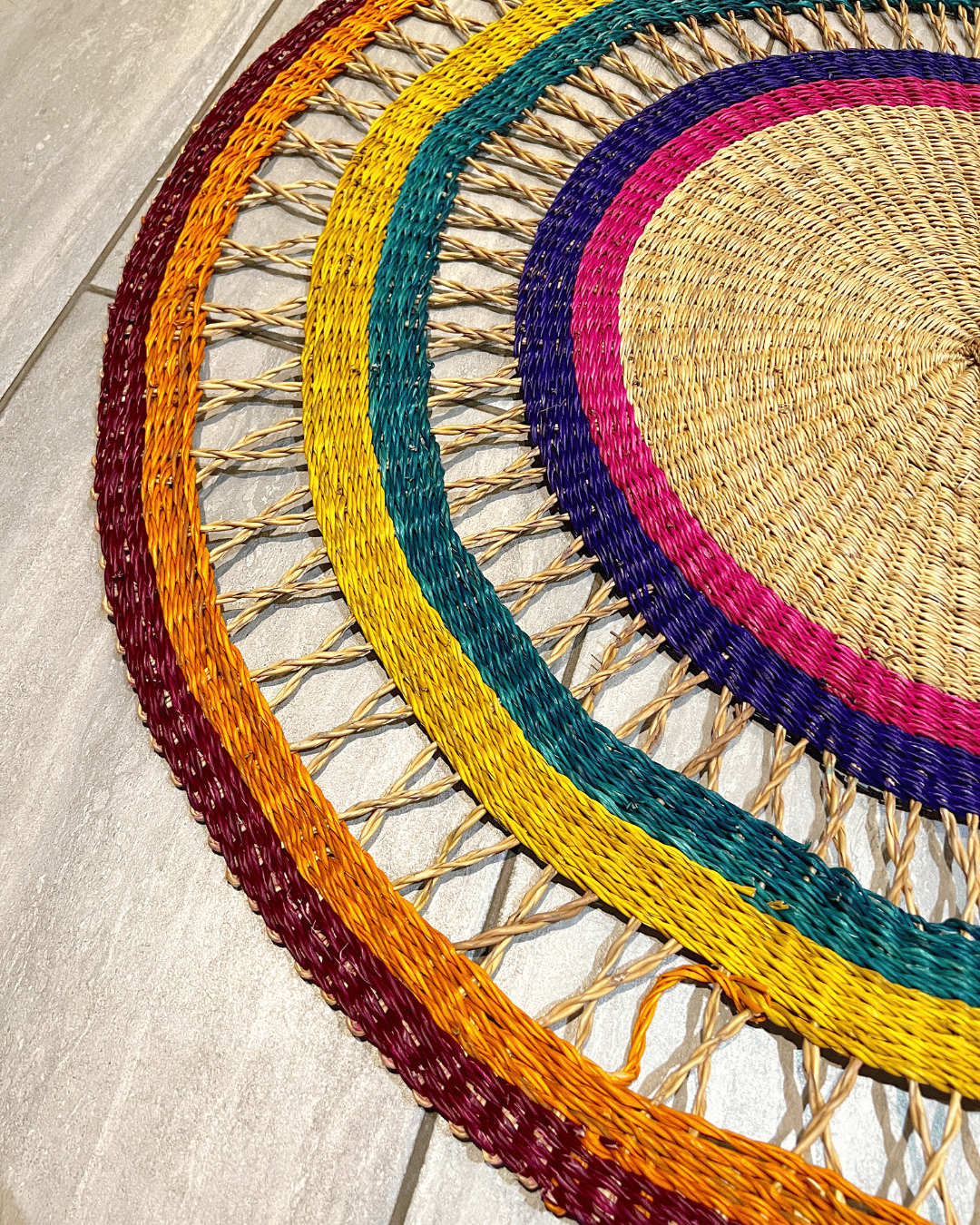 Handwoven Floor Rug - Rainbow Net (Made to Order)