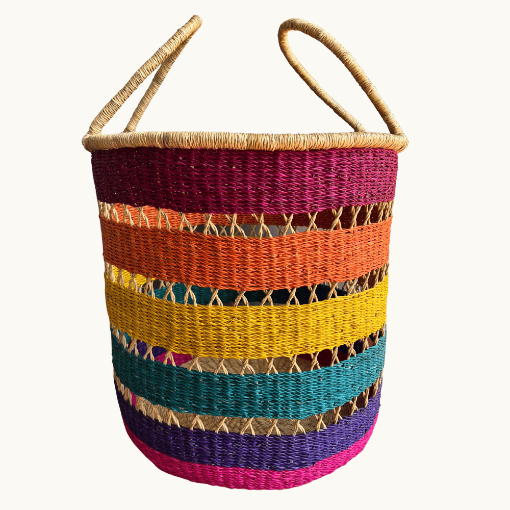 Rainbow Net Woven Laundry Basket - Made to Order