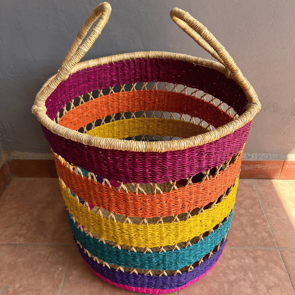 Rainbow Net Woven Laundry Basket - Made to Order