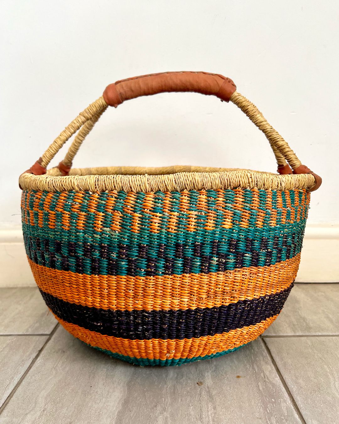 Round Woven Baskets - Large - Coloured Design 1